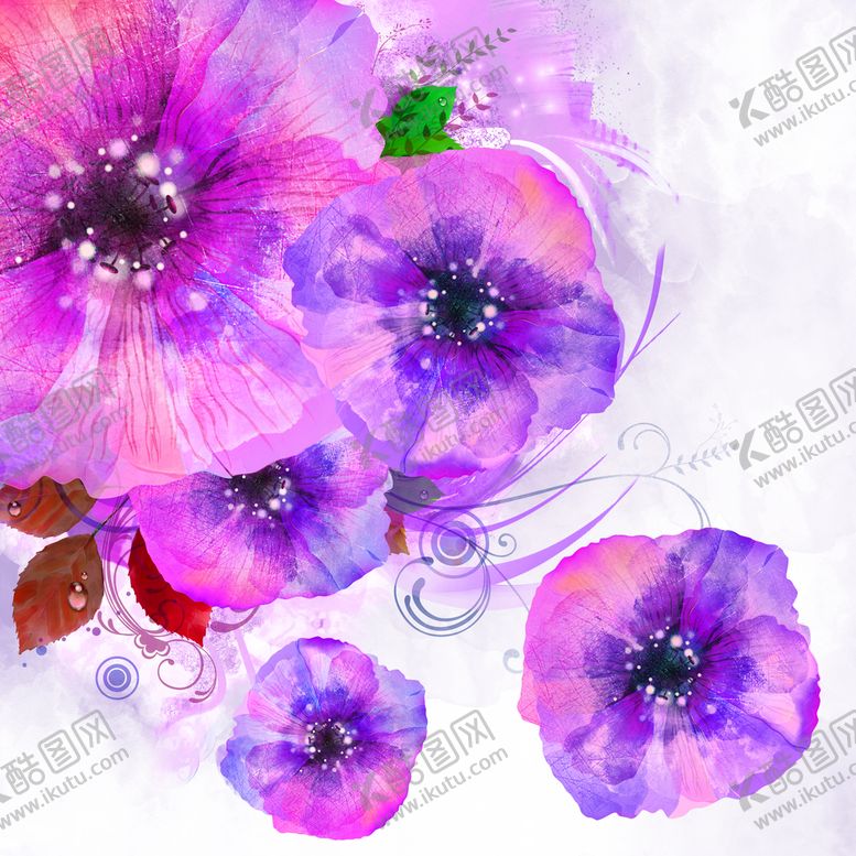 编号：91270610222332507367【酷图网】源文件下载-水彩喇叭花水墨背景素材