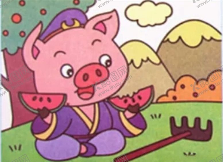 编号：68572709231456264384【酷图网】源文件下载-猪八戒吃西瓜