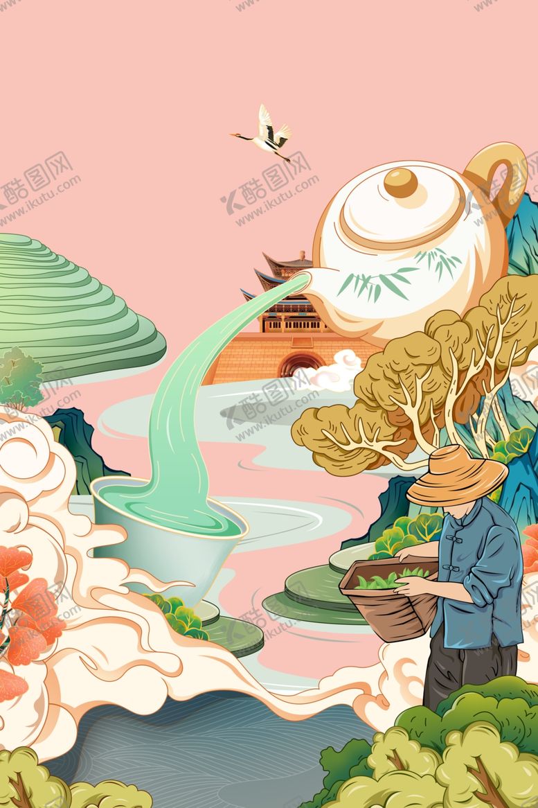 编号：71385309300155346841【酷图网】源文件下载-古风山水花鸟奇幻图景