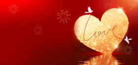 红金色简约214情人节背景