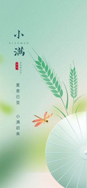 绿色中国风小满24节气海报