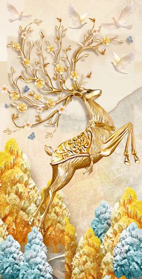 背景墙装饰画轻奢室内走廊新中式莲花荷花