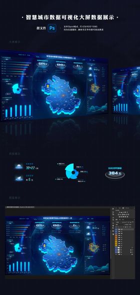 科技大数据可视化智能城市分析地图