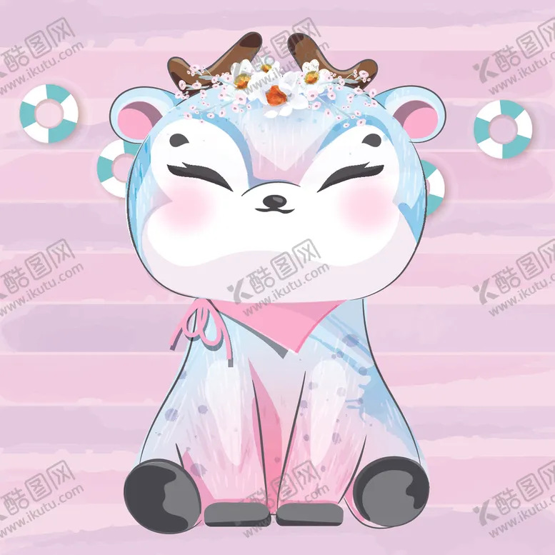 编号：99139906261453184689【酷图网】源文件下载-水彩卡通动物