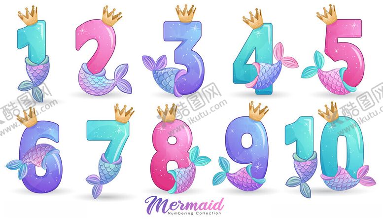 编号：78958311150028527026【酷图网】源文件下载-儿童彩色尾巴数字