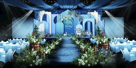 梦幻蓝色系婚礼现场布置