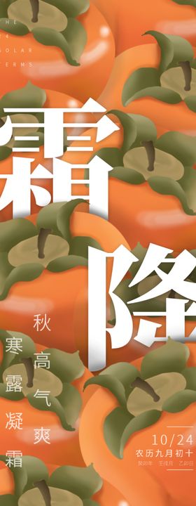 创意插画霜降节气海报