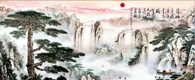 水墨山水背景墙纸花纹江南意境