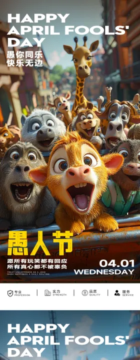 动物狂欢愚人节海报