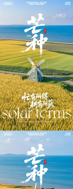 芒种风车节气移动端海报
