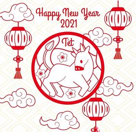 牛新年展板背景生肖除夕海报2021剪纸