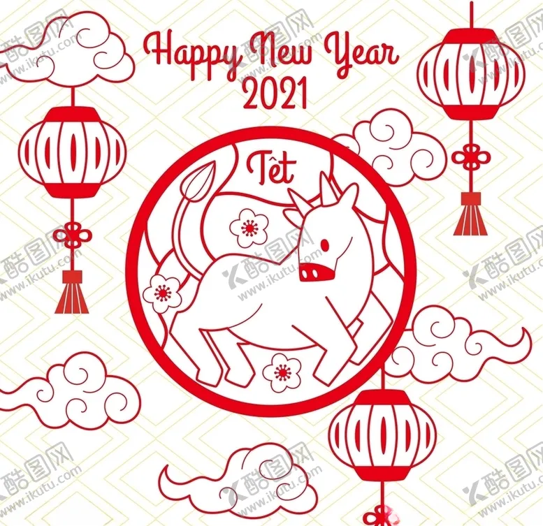 编号：28896305142201277643【酷图网】源文件下载-牛新年展板背景