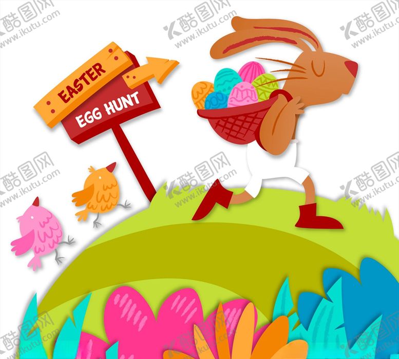 编号：70033206250407429482【酷图网】源文件下载-背彩蛋的兔子矢量