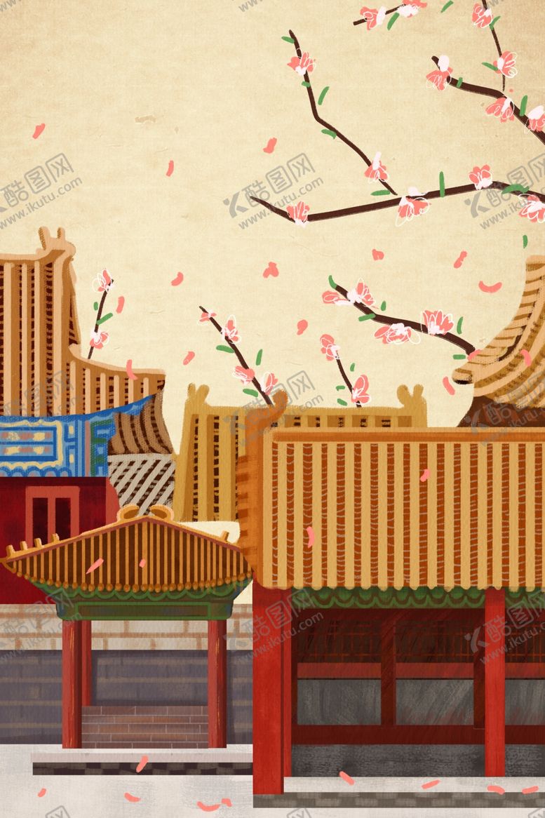 编号：37378807040350567074【酷图网】源文件下载-城墙宫殿国风古风插画卡通素材