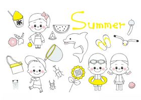 夏日卡通元素插画