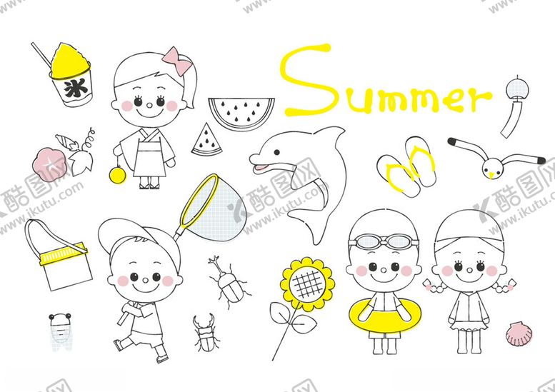 编号：36091010311534245195【酷图网】源文件下载-夏日卡通元素插画