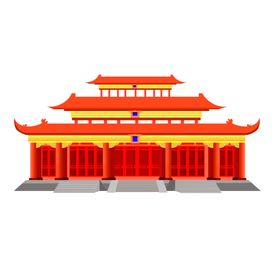 古代红色城楼