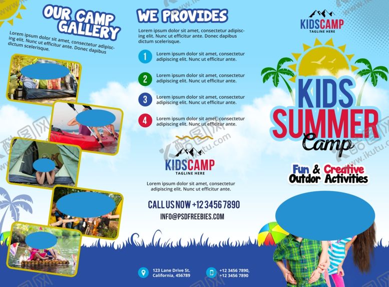 编号：37740609250535399387【酷图网】源文件下载-儿童夏令营小册子背面