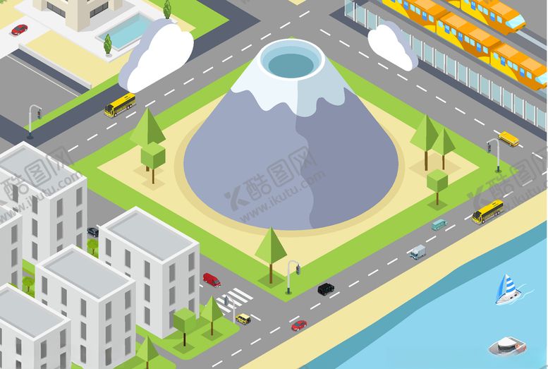编号：97240910190725293787【酷图网】源文件下载-立体创意城市建筑物图案