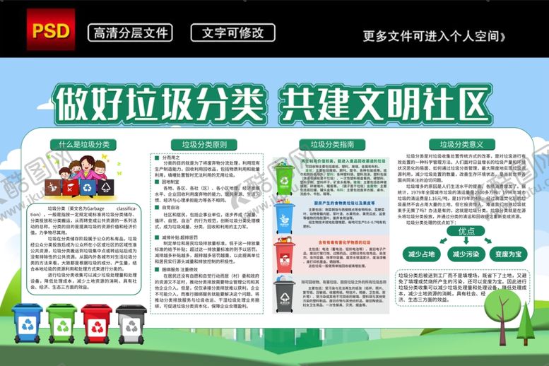 编号：93706710111110085606【酷图网】源文件下载-垃圾分类从我做起教育展板