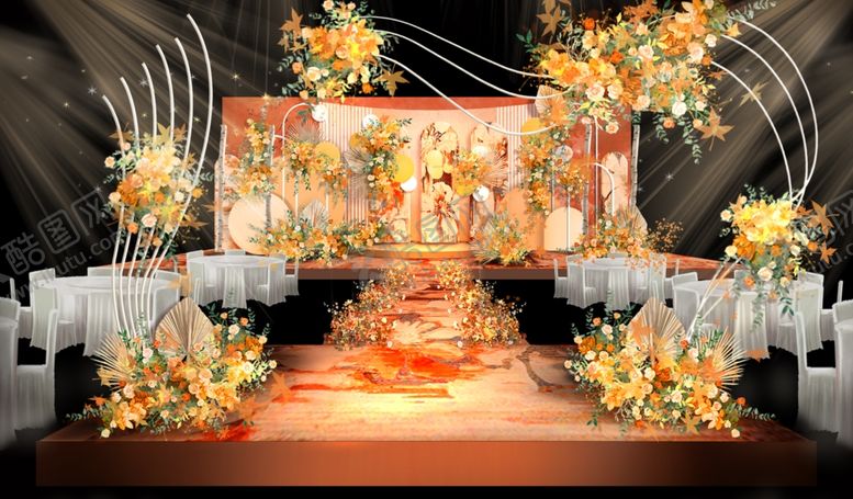 编号：58008509241207368776【酷图网】源文件下载-橘色秋天系橙色泰式婚礼效果图