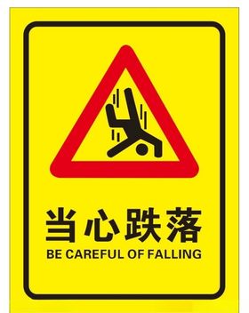矢量当心跌落提示牌