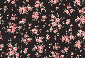 黑色底粉色花朵碎花图案