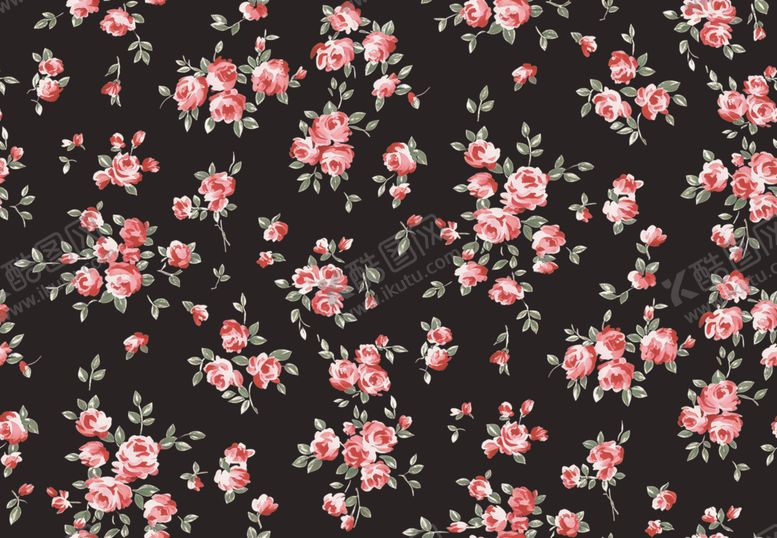 编号：85000404172052533254【酷图网】源文件下载-黑色底粉色花朵碎花图案