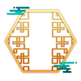 中国风国潮画框文字框窗户免扣