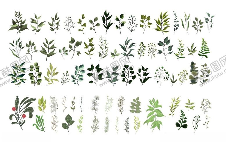 编号：24856809261744038971【酷图网】源文件下载-多样绿色植物矢量素材