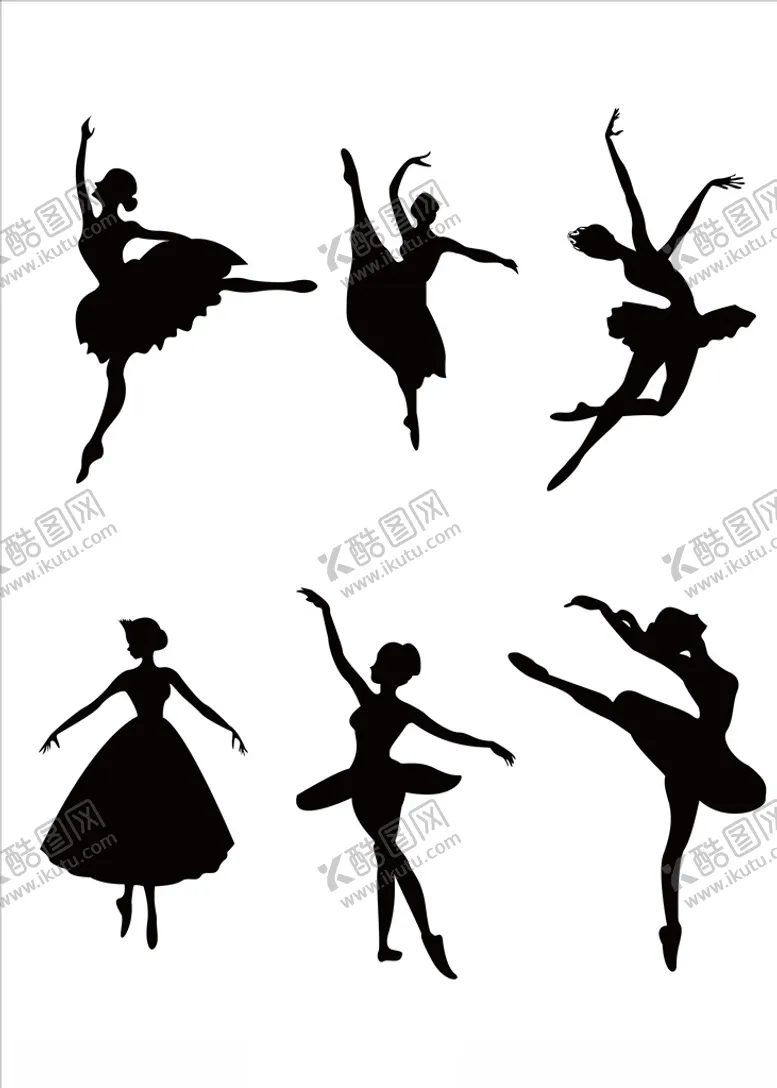编号：23707406261508533259【酷图网】源文件下载-舞蹈跳舞女孩插画剪影