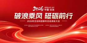 年终总结表彰大会红金主视觉展板