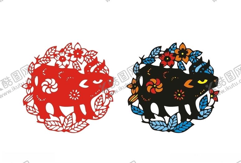 编号：79132010211239223866【酷图网】源文件下载-牛剪纸