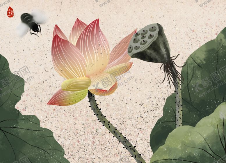 编号：81133702061529319172【酷图网】源文件下载-荷花鸟工笔画