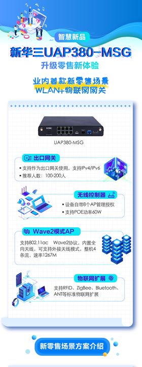 扁平科技风蓝色长图