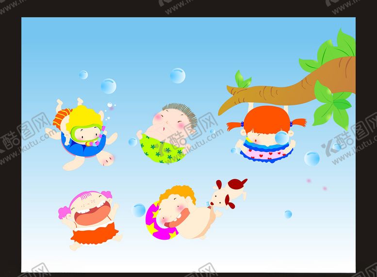 编号：39897510190655467403【酷图网】源文件下载-矢量卡通游泳跳水小孩