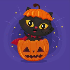 万圣节猫咪黑卡通卡通