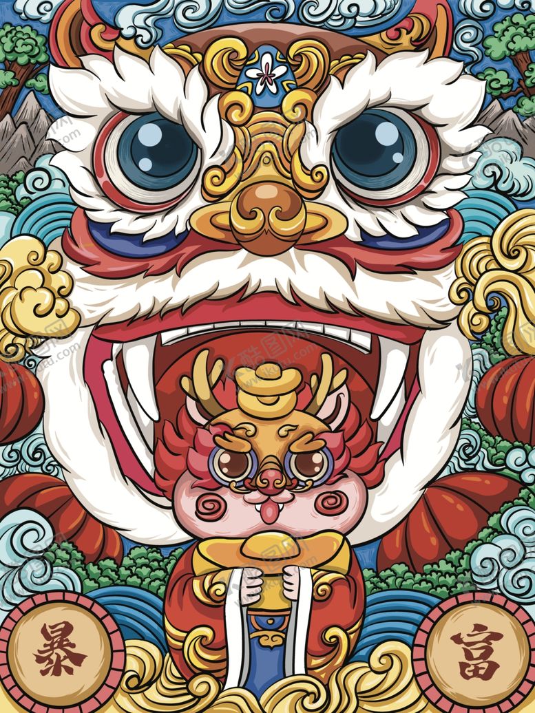 编号：58856212091747011734【酷图网】源文件下载-龙年动漫风格插画