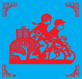 骑车剪纸