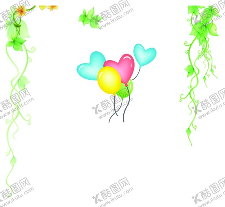 编号：89386911010632062027【酷图网】源文件下载-绿色藤蔓植物气球