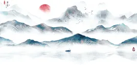 古风背景山水画素材素材中国展板