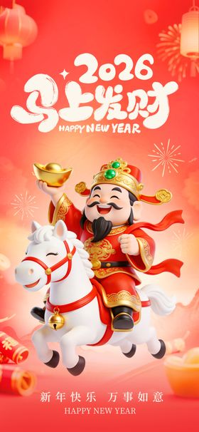 喜庆马年春节舞台新年海报