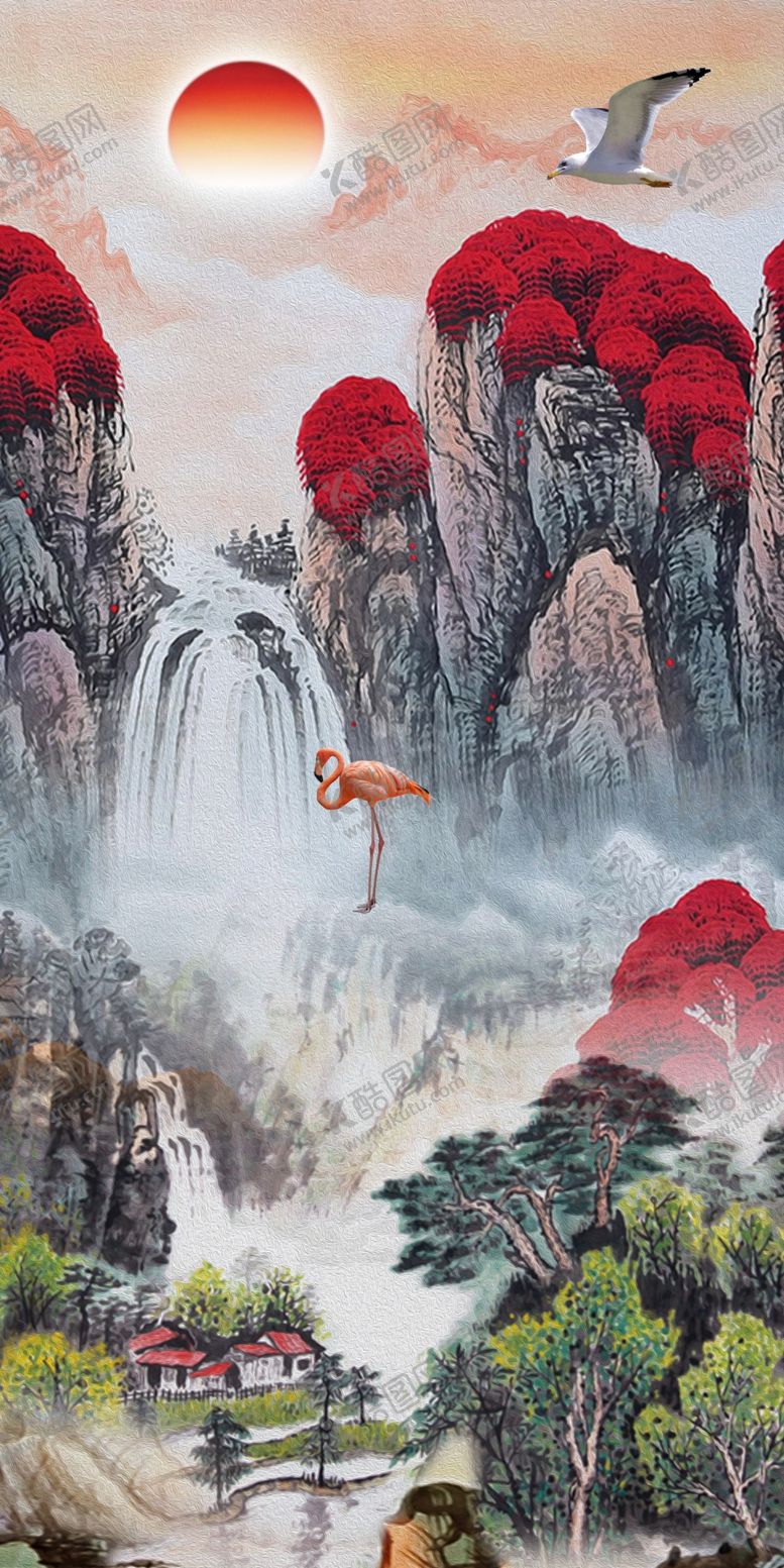 编号：23996809280058431569【酷图网】源文件下载-国画山水装饰画