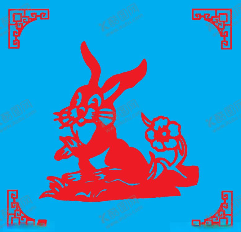 编号：26908410201537315062【酷图网】源文件下载-兔子剪纸
