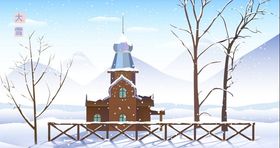 手绘古代建筑图片