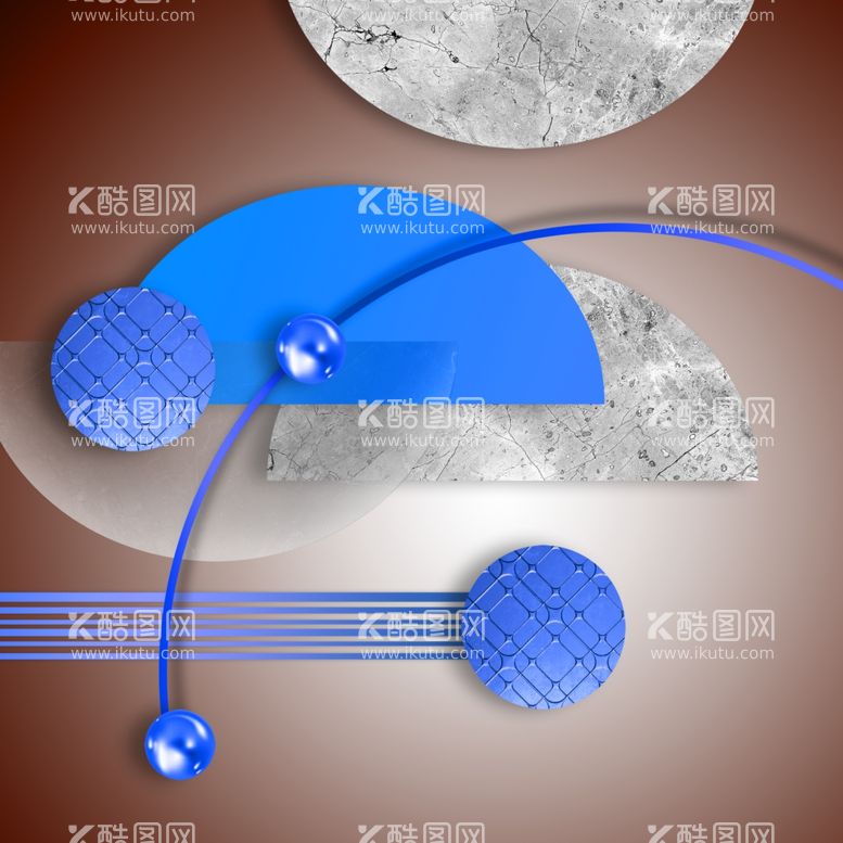 编号：56166611262230285051【酷图网】源文件下载-轻奢几何蓝色半圆挂画装饰画