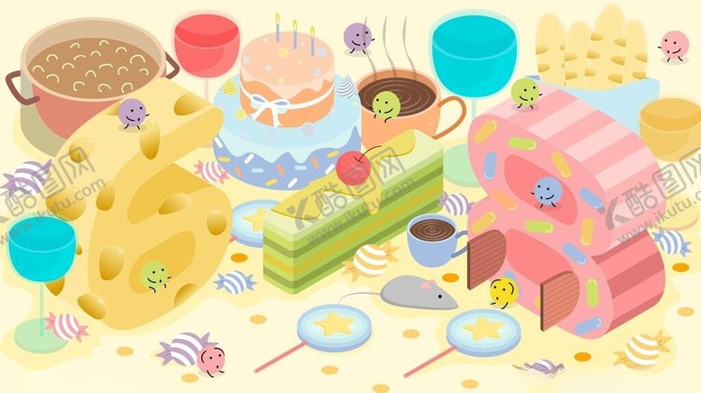 编号：99644607021754086986【酷图网】源文件下载-缤纷可爱的卡通甜点世界