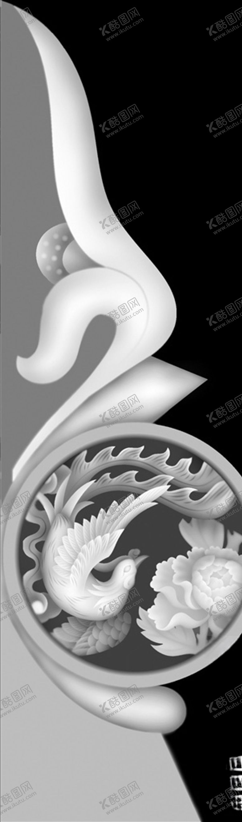 编号：37866505012324026455【酷图网】源文件下载-精雕灰度雕刻浮雕抱鼓图
