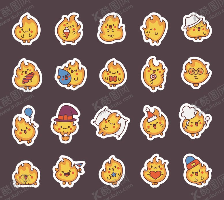 编号：53760910091853068928【酷图网】源文件下载-小火苗可爱表情贴纸