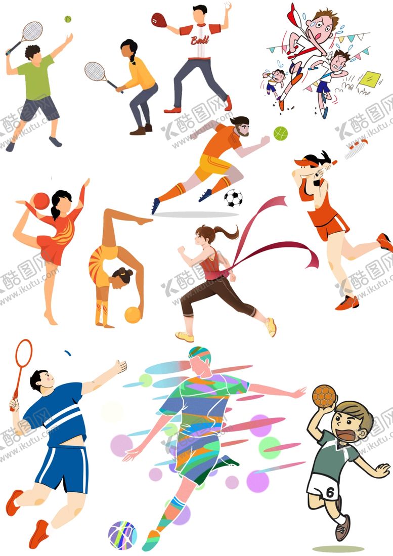 编号：40279509271756394159【酷图网】源文件下载-健身运动员体育动作元素大合集